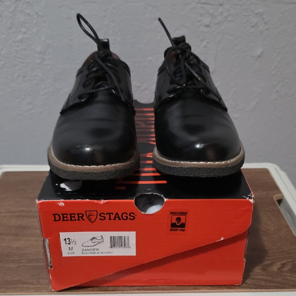 Deer Stags Boys's Classic Black Dress Shoes